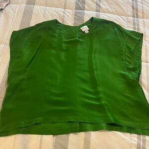 Anthropologie Maeve Green Batwing Button Back Top